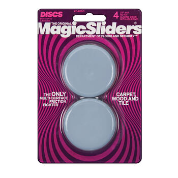 Magic Sliders Plastic Floor Slide Round 2-3/8 in. W x 2 3/8 in. L Gray Self Adhesive 4 pk