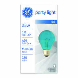 GE Lighting party light 25 watts A19 Incandescent Bulb White A-Line 1 pk