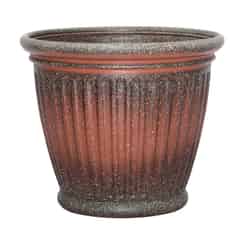 Suncast Capital 16 in. H x 18 in. W x 18 in. L Two-Tone Brown and Red Resin Planter