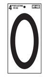 Hy-Ko 4 in. Vinyl 0 Number Self-Adhesive Black Reflective