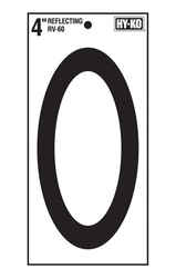 Hy-Ko 4 in. Vinyl 0 Number Self-Adhesive Black Reflective