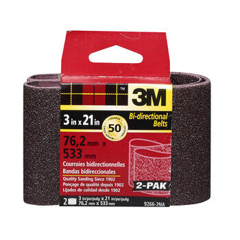 3M 21 inch in. L x 3 in. W Aluminum Oxide Sanding Belt Coarse 2 pc. 50 Grit