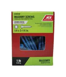Ace 1/4 in. x 3-1/4 in. L Slotted Hex Washer Head Ceramic Steel Masonry Screws 35 pk 1 lb.