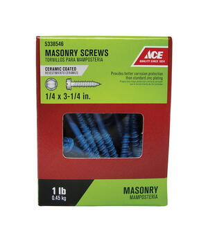 Ace 1/4 in. x 3-1/4 in. L Slotted Hex Washer Head Ceramic Steel Masonry Screws 35 pk 1 lb.