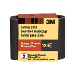 3M 18 inch in. L x 3 in. W Aluminum Oxide Sanding Belt 120 Grit Fine 2 pc.