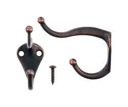 Ace 3 in. L Bronze Metal Medium Coat and Hat Hook 2 pk Zinc-Plated