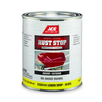 Ace Rust Stop Interior/Exterior Gloss Indoor and Outdoor Lemon Drop 1 qt. Rust Prevention Pain