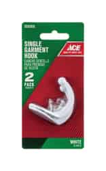 Ace 3-1/4 in. L Metal Medium Single Garment Hook 2 pk White