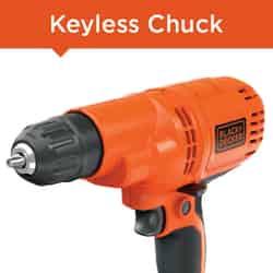 Black and Decker 3/8 in. Keyless Corded Drill 5.2 amps 1500 rpm
