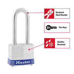 Master Lock 1-5/16 in. H X 1-5/8 in. W X 1-9/16 in. L Laminated Steel Double Locking Padlock 1