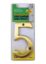 Hy-Ko 4 in. Brass Brass Plated Nail-On Number 5