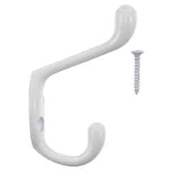 Ace 3 in. L White Metal Medium Heavy Duty Coat and Hat Hook 1 pk White