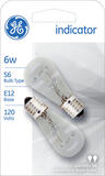 GE Lighting indicator 6 watts S6 Incandescent Bulb 38 lumens White Specialty 2 pk