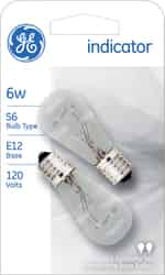 GE Lighting indicator 6 watts S6 Incandescent Bulb 38 lumens White Specialty 2 pk