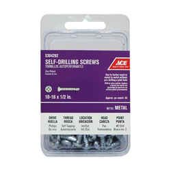 Ace 10 Sizes x 1/2 in. L Phillips Pan Head Zinc-Plated Self- Drilling Screws Steel