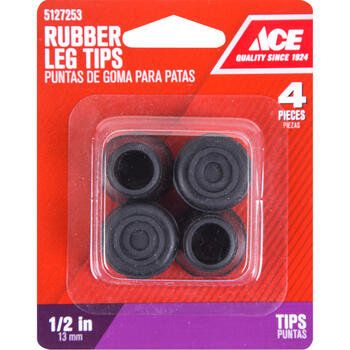 Ace Rubber Leg Tip Black Round 1/2 in. W 4 pk