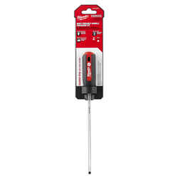 Milwaukee 6 in. Slotted Cabinet Screwdriver Chrome-Plated Steel Red 1 pc. Cushion Grip 3/16 in