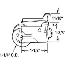 Prime-Line 1-1/4 in. D X 5/16 in. L Plastic/Steel Roller Assembly 1 pk