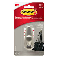 3M Command Brushed Nickel Metal Medium Forever Classic Coat/Hat Hook 3 lb. capacity 1 pk 3-1/