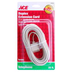 Ace 25 ft. L Plug/Twin Jack Extension Line Cord Ivory