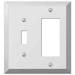 Amerelle Century Polished Chrome Light Gray 2 gang Stamped Steel Toggle Wall Plate 1 pk