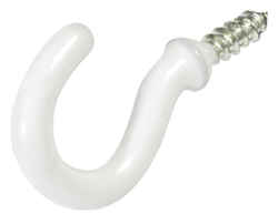 HILLMAN Small White Steel 7/8 in. L Hook 1 lb. 6 pk Vinyl Coated