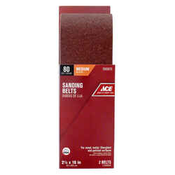 Ace 16 in. L x 2-1/2 in. W Aluminum Oxide Sanding Belt Medium 2 pk 80 Grit