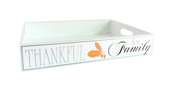 Adams & Co Thankful Family Wood Tray Fall Decoration 17 in. W x 12 in. L