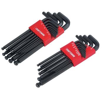 Craftsman 1/4 Metric and SAE Long and Short Arm Ball End Hex Key Set 26 13 in.