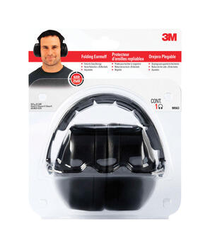 3M 25 dB Reusable Soft Foam Black 1 pair Folding Earmuffs