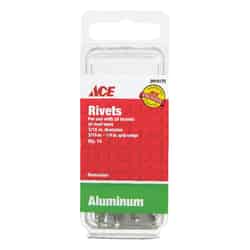 Ace 1/4 L 3/16 Aluminum Rivets 15 pk Silver