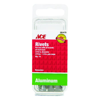 Ace 1/4 L 3/16 Aluminum Rivets 15 pk Silver