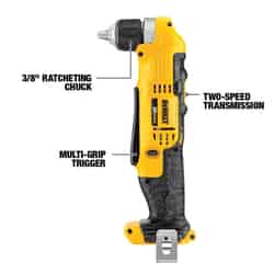 DeWalt 20 V 3/8 in. Brushed Cordless Right Angle Drill Kit (Battery & Charger)