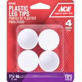 Ace Plastic Table/Chair Pads White Round 1-1/4 in. W x 1-1/4 in. L 4 pk