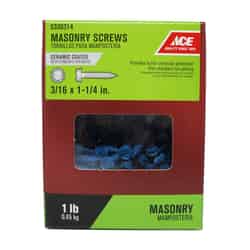 Ace 3/16 in. x 1-1/4 in. L Slotted Hex Washer Head Ceramic Steel Masonry Screws 1 lb. 140 pk