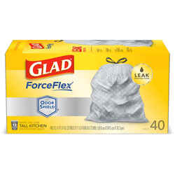 Glad ForceFlex 13 gal Tall Kitchen Bags Drawstring 40 pk