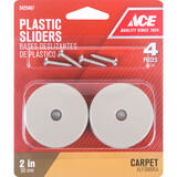 Ace Plastic Slide Glide Off-White Round 2 in. W 4 pk