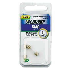 Jandorf GMC 3 amps 250 volt Glass Medium Time Delay Fuse 2 pk