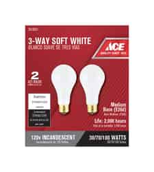 Ace 30/70/100 watts A21 Incandescent Light Bulb 275/950/1225 lumens Soft White A-Line 2 pk