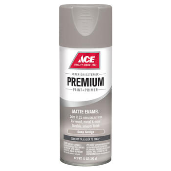 Ace Premium Matte Deep Greig Matte Paint + Primer Spray Paint 12 oz