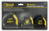 Steel Grip 25 ft. L x 1 in. W Tape Measure Set 3 pk Yellow