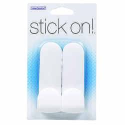 InterDesign 4 in. L White Plastic Small and Medium Stick On! Tall Hook 2 pk