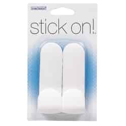 InterDesign 4 in. L White Plastic Small and Medium Stick On! Tall Hook 2 pk