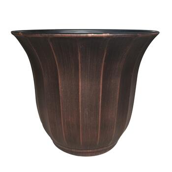 Southern Patio 11.87 in. H x 16 in. W Rust Resin Ribbed Bell Planter