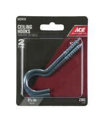 Ace Small Zinc-Plated Steel Silver Ceiling Hook 80 lb. 2 pk 3.3125 in. L