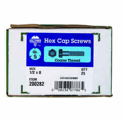 HILLMAN 1/2 in. Dia. x 8 in. L Heat Treated Zinc Steel Hex Head Cap Screw 25 box