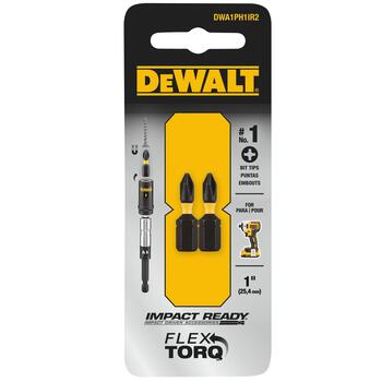 DeWalt Impact Ready Phillips Screwdriver Bit Black Oxide 1/4 in. #1 x 1 in. L 2 pc.