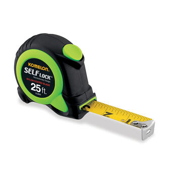 Komelon Self Lock 25 ft. L x 1 in. W Auto Lock Tape Measure Green 1 pk