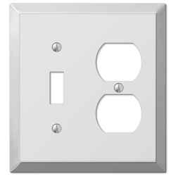 Amerelle Century Polished Chrome Light Gray 2 gang Stamped Steel Toggle Wall Plate 1 pk