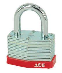Ace 1 in. H x 7/8 in. L x 1-1/2 in. W Laminated Steel Warded Locking Padlock 2 pk Keyed Alike
